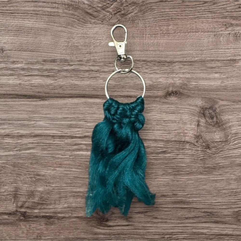 Elegant Teal Tassel Keychain
